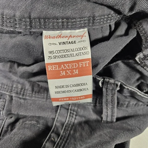 Vintage Weatherproof Pants Canvas Utility Men's 34x34 Relaxed Fit Lot Of 2 - Picture 12 of 16